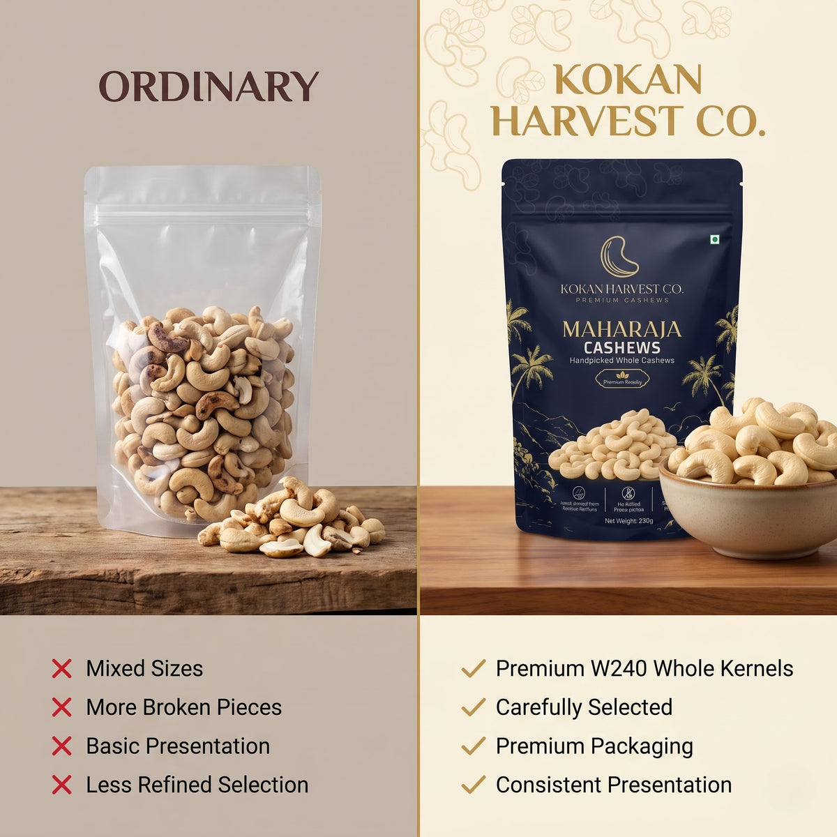 Kokan Harvest Co. Maharaja Premium Cashews (250g)